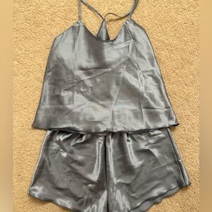 Blue silk pajama set